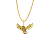 14K Yellow Gold Owl Pendant 15mmX20mm With 16 Inch To 22 Inch 1.0MM Width Box Chain Necklace