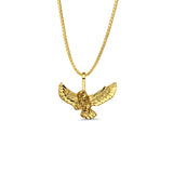 14K Yellow Gold Owl Pendant 15mmX20mm With 16 Inch To 24 Inch 0.8MM Width Box Chain Necklace