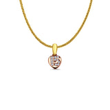 14K Tri Color Gold 15 Years Pendant 14mmX7mm With 16 Inch To 24 Inch 0.8MM Width Square Wheat Chain Necklace