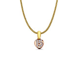14K Tri Color Gold 15 Years Pendant 14mmX7mm With 16 Inch To 24 Inch 1.1MM Width Wheat Chain Necklace