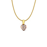 14K Tri Color Gold 15 Years Pendant 14mmX7mm With 16 Inch To 24 Inch 1.0MM Width DC Round Wheat Chain Necklace