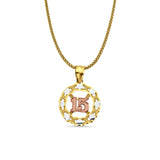14K Tri Color Gold 15 Years Pendant 23mmX15mm With 16 Inch To 24 Inch 0.9MM Width Wheat Chain Necklace