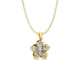 14K Two Color Gold Filigree Flower Pendant 20mmX16mm With 16 Inch To 22 Inch 1.2MM Width Classic Rolo Cable Chain Necklace
