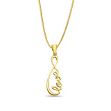 14K Yellow Gold Love Infinity Pendant 28mmX9mm With 16 Inch To 24 Inch 0.6MM Width Box Chain Necklace