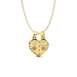 14K Tri Color Gold Te-Amo Pendant 20mmX15mm With 16 Inch To 22 Inch 1.2MM Width Classic Rolo Cable Chain Necklace