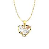 14K Tri Color Gold I Love You Pendant 20mmX15mm With 16 Inch To 22 Inch 1.2MM Width Classic Rolo Cable Chain Necklace