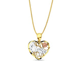 14K Tri Color Gold I Love You Pendant 20mmX15mm With 16 Inch To 22 Inch 0.5MM Width Box Chain Necklace