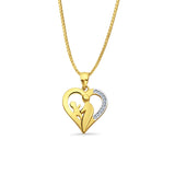14K Yellow Gold Mom & Child CZ Pendant 21mmX16mm With 16 Inch To 24 Inch 0.8MM Width Box Chain Necklace