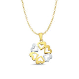 14K Two Color Gold 6 Hearts Pendant 23mmX17mm With 16 Inch To 22 Inch 1.2MM Width Classic Rolo Cable Chain Necklace