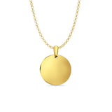 14K Yellow Gold Engravable Round Pendant 21mmX16mm With 16 Inch To 22 Inch 1.2MM Width Classic Rolo Cable Chain Necklace