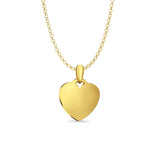 14K Yellow Gold Engravable Heart Pendant 21mmX15mm With 16 Inch To 22 Inch 1.2MM Width Classic Rolo Cable Chain Necklace