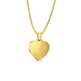 14K Yellow Gold Engravable Heart Pendant 21mmX15mm With 16 Inch To 20 Inch 1.0MM Width Box Chain Necklace