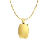 14K Yellow Gold Engravable Oval-Square Pendant 26mmX14mm With 16 Inch To 22 Inch 1.2MM Width Angle Cut Oval Rolo Chain Necklace