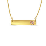 14K Tri Color Gold Plain ID for Necklace w/Butterfly Pendant 6mmX32mm With 16 Inch To 24 Inch 0.8MM Width Box Chain Necklace