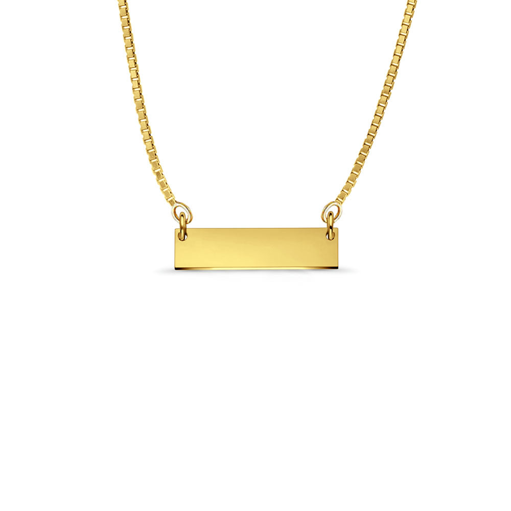 14K Yellow Gold Plain ID for Necklace Pendant 5mmX25mm With 16 Inch To 22 Inch 1.0MM Width Box Chain Necklace