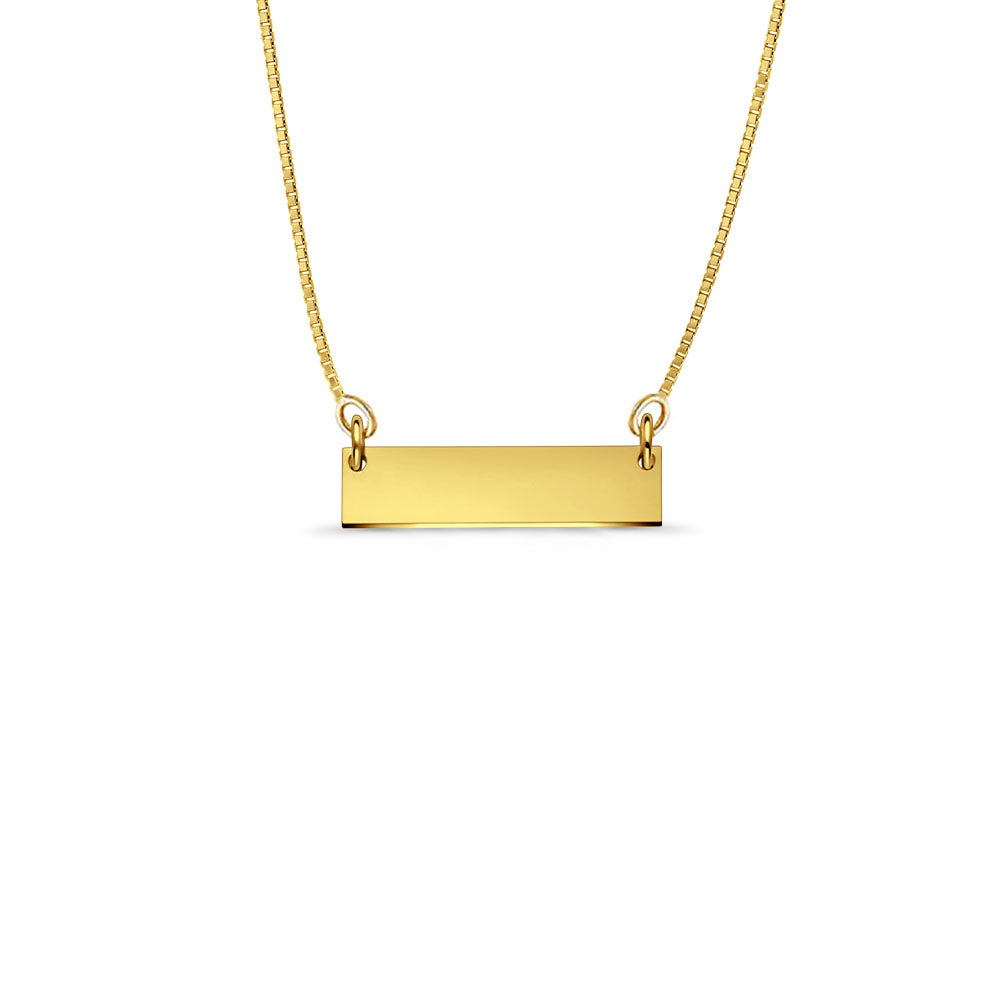14K Yellow Gold Plain ID for Necklace Pendant 5mmX25mm With 16 Inch To 22 Inch 0.5MM Width Box Chain Necklace