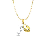 14K Two Tone Gold Key & Lock for Mix&Match Pendant 20mmX17mm With 16 Inch To 22 Inch 1.2MM Width Classic Rolo Cable Chain Necklace