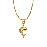 14K Yellow Gold Fish Charm for Mix&Match Pendant 24mmX10mm With 16 Inch To 24 Inch 0.9MM Width Wheat Chain Necklace