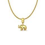 14K Yellow Gold Elephant Charm for Mix&Match Pendant 17mmX11mm With 16 Inch To 24 Inch 0.8MM Width Square Wheat Chain Necklace