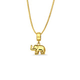 14K Yellow Gold Elephant Charm for Mix&Match Pendant 17mmX11mm With 16 Inch To 24 Inch 0.8MM Width Box Chain Necklace