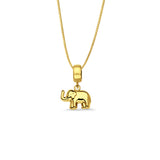 14K Yellow Gold Elephant Charm for Mix&Match Pendant 17mmX11mm With 16 Inch To 22 Inch 0.5MM Width Box Chain Necklace