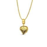 14K Yellow Gold Heart Charm for Mix&Match Pendant 20mmX10mm With 16 Inch To 24 Inch 0.8MM Width Box Chain Necklace