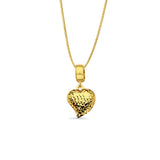14K Yellow Gold Heart Charm for Mix&Match Pendant 20mmX10mm With 16 Inch To 22 Inch 0.5MM Width Box Chain Necklace