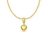 14K Yellow Gold Heart Charm for Mix&Match Pendant 17mmX8mm With 16 Inch To 22 Inch 1.2MM Width Side DC Rolo Cable Chain Necklace
