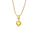 14K Yellow Gold Heart Charm for Mix&Match Pendant 17mmX8mm With 16 Inch To 24 Inch 1.0MM Width Box Chain Necklace