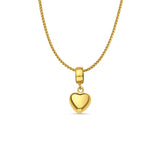 14K Yellow Gold Heart Charm for Mix&Match Pendant 17mmX8mm With 16 Inch To 24 Inch 1.0MM Width D.C. Round Wheat Chain Necklace