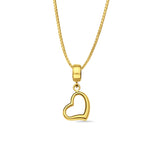 14K Yellow Gold Heart Charm for Mix&Match Pendant 21mmX10mm With 16 Inch To 24 Inch 0.8MM Width Box Chain Necklace
