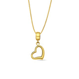 14K Yellow Gold Heart Charm for Mix&Match Pendant 21mmX10mm With 16 Inch To 22 Inch 0.5MM Width Box Chain Necklace