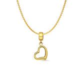 14K Yellow Gold Heart Charm for Mix&Match Pendant 21mmX10mm With 16 Inch To 22 Inch 1.2MM Width Angle Cut Round Rolo Chain Necklace