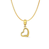 14K Yellow Gold Heart Charm for Mix&Match Pendant 21mmX10mm With 16 Inch To 22 Inch 0.9MM Width Angle Cut Round Rolo Chain Necklace
