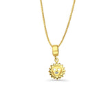 14K Yellow Gold Sun Charm for Mix&Match Pendant 19mmX9mm With 16 Inch To 24 Inch 0.6MM Width Box Chain Necklace