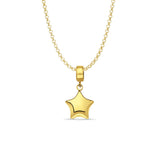 14K Yellow Gold Star Charm for Mix&Match Pendant 20mmX10mm With 16 Inch To 22 Inch 1.2MM Width Classic Rolo Cable Chain Necklace