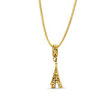 14K Yellow Gold Effiel Charm for Mix&Match Pendant 24mmX6mm With 16 Inch To 24 Inch 0.8MM Width Box Chain Necklace