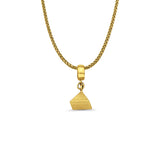 14K Yellow Gold Pyramid Charm for Mix&Match Pendant 17mmX7mm With 16 Inch To 24 Inch 1.1MM Width Wheat Chain Necklace