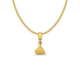 14K Yellow Gold Pyramid Charm for Mix&Match Pendant 17mmX7mm With 16 Inch To 22 Inch 1.2MM Width Flat Open Wheat Chain Necklace