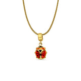 14K Yellow Gold Lady Bug Charm for Mix&Match Pendant 20mmX9mm With 16 Inch To 24 Inch 0.9MM Width Wheat Chain Necklace