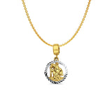 14K Yellow Gold Saint Christopher for Mix&Match Pendant 21mmX12mm With 16 Inch To 22 Inch 1.2MM Width Angle Cut Round Rolo Chain Necklace