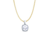 14K White Gold Cushion Cut CZ Pendant 13mmX8mm With 16 Inch To 22 Inch 1.2MM Width Classic Rolo Cable Chain Necklace