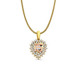 14K Two Tone Gold CZ 15Years Pendant 22mmX13mm With 16 Inch To 24 Inch 0.9MM Width Wheat Chain Necklace