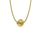 14K Yellow Gold DC Round Slider for Mix&Match Pendant 10mmX10mm With 16 Inch To 24 Inch 1.1MM Width Wheat Chain Necklace