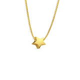 14K Yellow Gold Star Slider for Mix&Match Pendant 10mmX10mm With 16 Inch To 20 Inch 1.0MM Width Box Chain Necklace