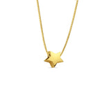 14K Yellow Gold Star Slider for Mix&Match Pendant 10mmX10mm With 16 Inch To 24 Inch 0.6MM Width Box Chain Necklace