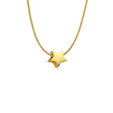 14K Yellow Gold Star Slider for Mix&Match Pendant 10mmX10mm With 16 Inch To 24 Inch 0.8MM Width D.C. Round Wheat Chain Necklace