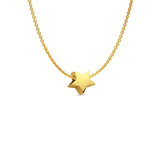 14K Yellow Gold Star Slider for Mix&Match Pendant 10mmX10mm With 16 Inch To 22 Inch 1.2MM Width Angle Cut Round Rolo Chain Necklace
