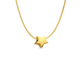 14K Yellow Gold Star Slider for Mix&Match Pendant 10mmX10mm With 16 Inch To 22 Inch 0.9MM Width Angle Cut Round Rolo Chain Necklace