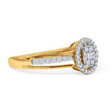 Oval Shaped Halo Cluster Diamond Wedding Ring 10K Gold 0.25ct
